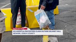 ICE agents and protesters clash outside Delaney Hall in Newark News Clip