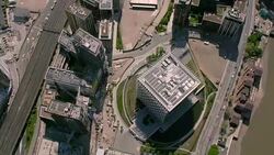 Aerial View of the United States Embassy, London, UK. 4K Stock Footage