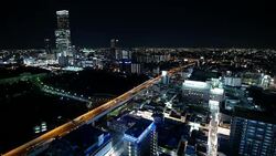night view of Osaka city views from Umeda sky building in Japan. Stock Footage