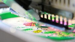 sewing machine or embroidery machine is used to create patterns on textiles Stock Footage