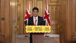 Rishi Sunak speaking at Downing Street's daily press briefing on Covid-19 and announcing help for charities News Clip
