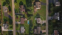 Aerial of Pennsylvania Neighborhood with WiFi Hotspot Marker Targets Stock Footage