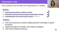 Writing a section about Ancient Greek warfare for a non-chronological report Instructional Video