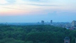 Panoramic view of Belgrade, Serbia in the evening. Stock Footage