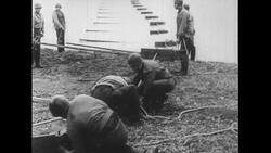 United States, 1950s: Troops construct bridge across river Stock Footage