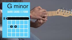 How to Play a G Minor Barre Chord on Guitar Instructional Video