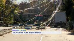 Truck hits pole, causes road closure in Stamford News Clip