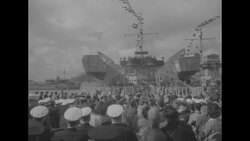 President Rhee arrives at Navy anniversary ceremony by landing ship tank in Incheon on the Yellow Sea News Clip