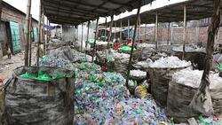 Plastic bottle recycling factory Stock Footage