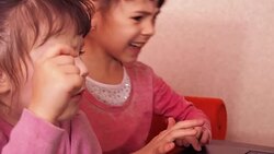 Children playing on laptop. Stock Footage