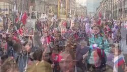 CLEAN : Moscow: Russians parade holding portraits of ancestors killed in WWII News Clip