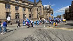 Footage of people taking part at a match for Scottish independence News Clip