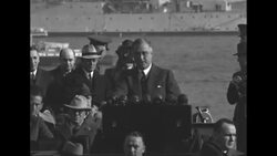 President Franklin D. Roosevelt speaking at ceremony to celebrate the 50th anniversary of the Statue of Liberty News Clip