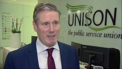 Labour leader hopeful Keir Starmer gives interview at Unison headquarters News Clip