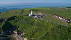 Flamborough Head Lighthouse, Flamborough, East Riding Of Yorkshire, England Stock Footage