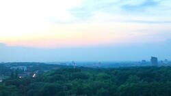 Panoramic view of Belgrade, Serbia in the evening. Stock Footage