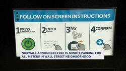 Norwalk announces free 15-minute parking for all meters in the Wall Street neighborhood News Clip