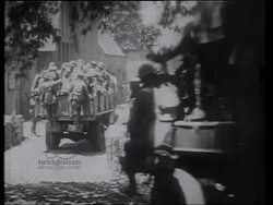 Allied troops marching and dogfights, 1918, WWI Stock Footage