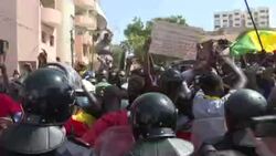 CLEAN : Supporters of arrested Senegalese opposition leader protest News Clip
