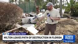 Debris scattered across Siesta Key after Hurricane Milton makes landfall in Florida. News Clip