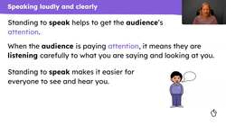 Standing to speak in 'show and tell' Instructional Video