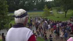 Democrat supporters outside Joe Biden rally News Clip