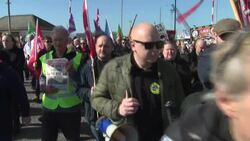 Union leaders addressing P&O protesters in Hull News Clip
