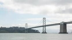 Time-lapse San Francisco Bay Bridge from The Embarcadero downtown, California, USA Stock Footage
