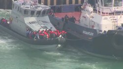 AT SEA: UK Border Force intercept Migrants attempting to cross the English Channel. News Clip
