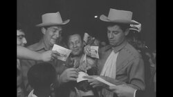 Martin and Lewis at premiere of movie "Pardners" at Governors' Conference; hats distributed to governors in attendance News Clip