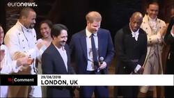 Watch: Prince Harry warms up vocal chords at Hamilton musical show News Clip