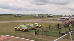 People watching aircrafts at the Imperial War Museum Duxford as part of the D-Day 75 anniversary commemorations News Clip