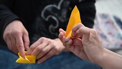 CLEAN : Social workers fold origami helmets to show support for HK protest movement News Clip