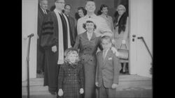 1960's: Candidate poses in photo ops Stock Footage