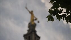 UK: The Central Criminal Court of England and Wales 'The Old Bailey'. News Clip