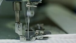 Sewing Machine Making Stitches on Fabric Stock Footage