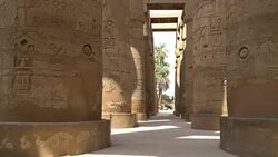 Karnak Temple in Luxor, Egypt. The Karnak Temple Complex, commonly known as Karnak, comprises a vast mix of decayed temples, chapels, pylons, and other buildings in Egypt. Stock Footage