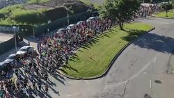 RUNNING RACE - DRONE SHOT - RIGHT AFTER START Stock Footage