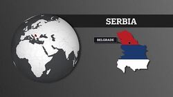 Earth Sphere Map and Serbia Country Map with National Flag Stock Footage