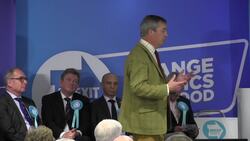 Nigel Farage speaks in Doncaster on campaign trail News Clip