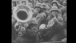 World War II Nazi Soldier Musicians Parade Stock Footage