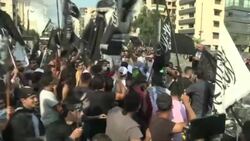 CLEAN : Lebanese Islamists rally outside French embassy in the capital Beirut News Clip