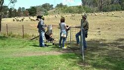 Family visited an organic farm Stock Footage