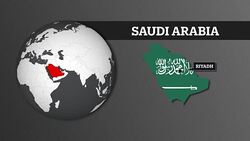Earth Sphere Map and Saudi Arabia Country Map with National Flag Stock Footage
