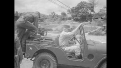 US Gens. J. Lawton Collins and Maxwell Taylor leave the 1st Division Artillery (ROKA) FSCC in Korea, June 1953 News Clip