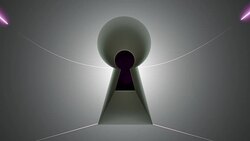 Key hole, lines and blinking fingerprint, computer generated abstract background Stock Footage