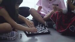 Elementary age school Playing with chess Stock Footage