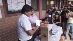 CLEAN : Bolivia's Evo Morales casts his ballot News Clip