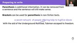 Writing the section about Harriet Tubman's activism Instructional Video
