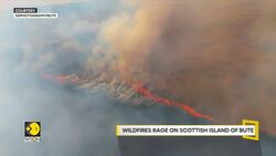 Drone video shows wildfire rage on Scottish island of Bute News Clip